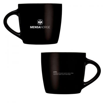 Kopp med Mensa logo + tekst "coffee"